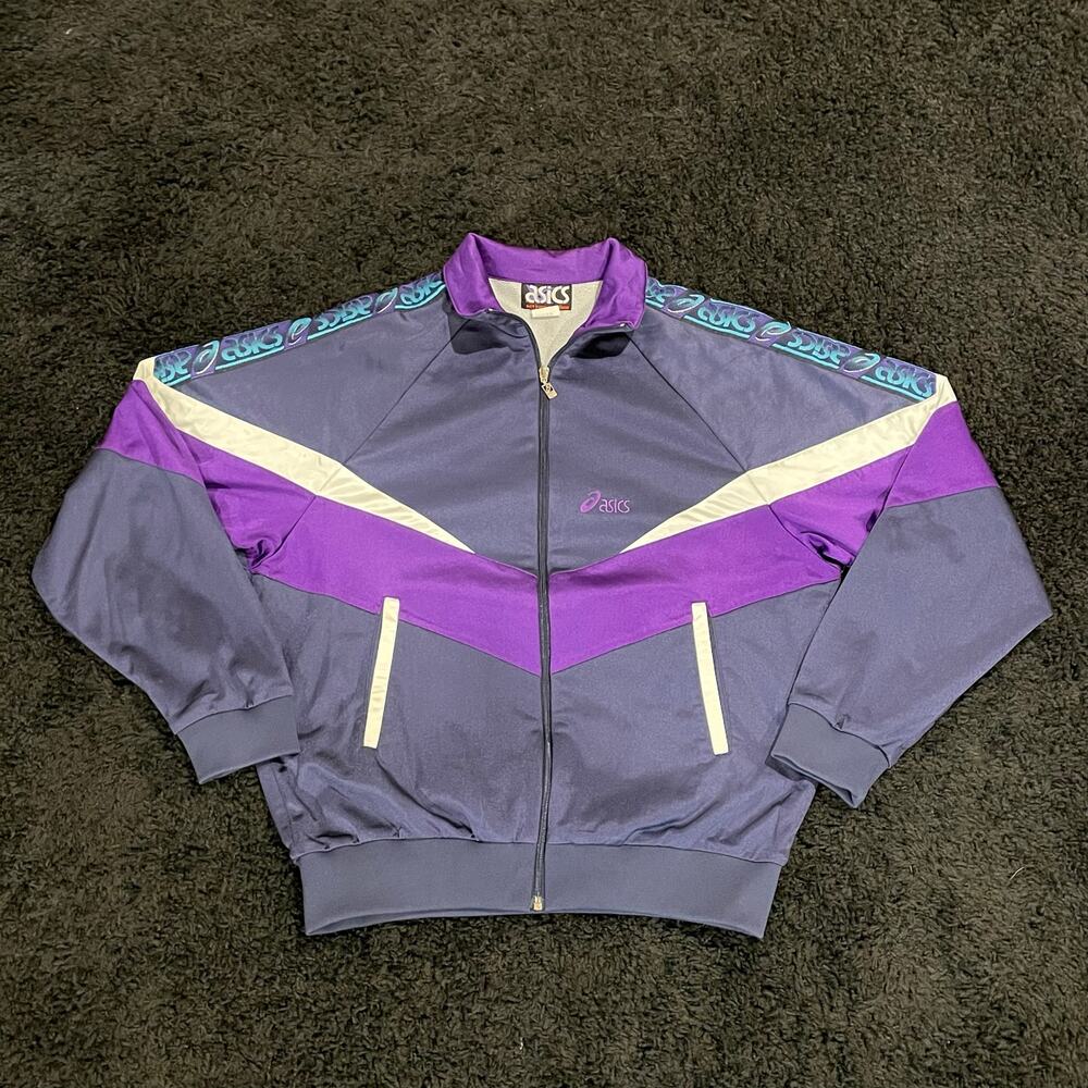 80s Asics Vintage Euro Import Colorblock Retro Tack Suit Jacket Size Large